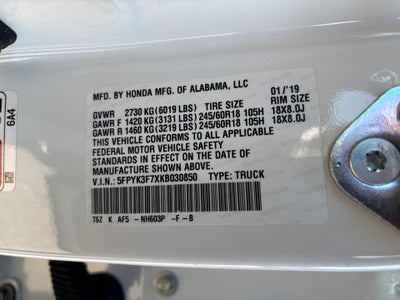 2019 Honda Ridgeline RTL-E