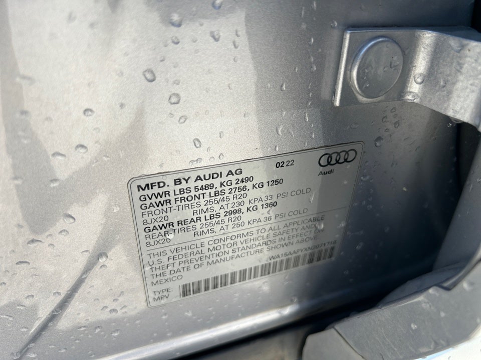 2022 Audi Q5 Sportback Premium Plus 45 TFSI S line quattro S tronic