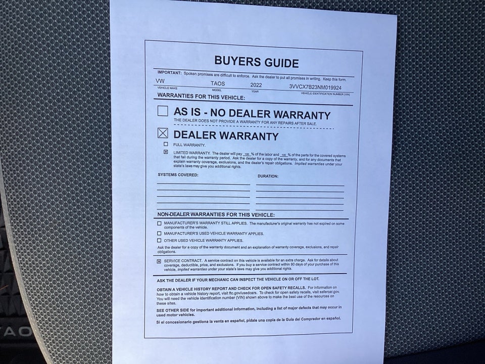 2022 Volkswagen Taos 1.5T S