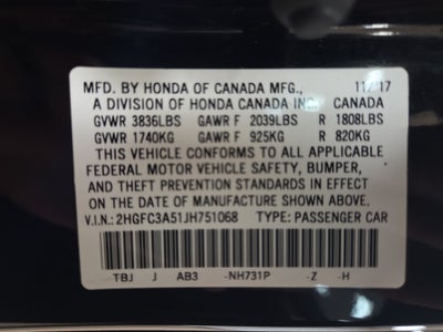 2018 Honda Civic Si (M6)