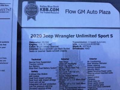 2020 Jeep Wrangler Unlimited Sport S