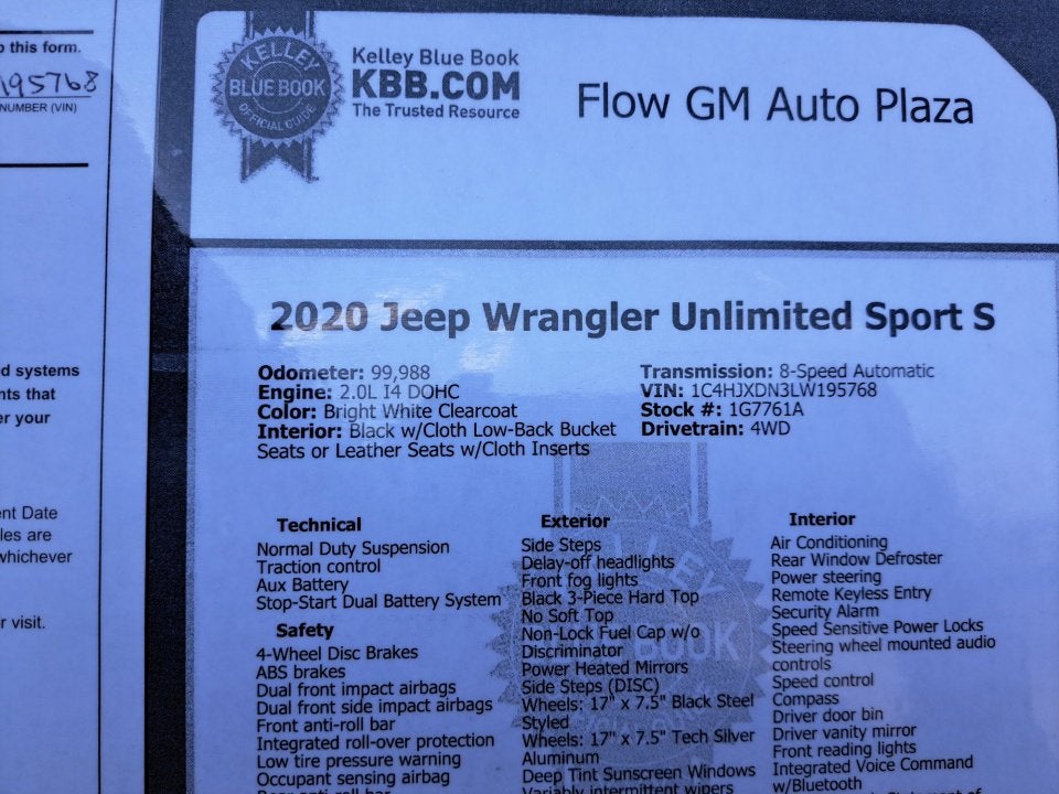 2020 Jeep Wrangler Unlimited Sport S