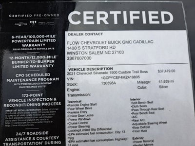 2021 Chevrolet Silverado 1500 Custom Trail Boss