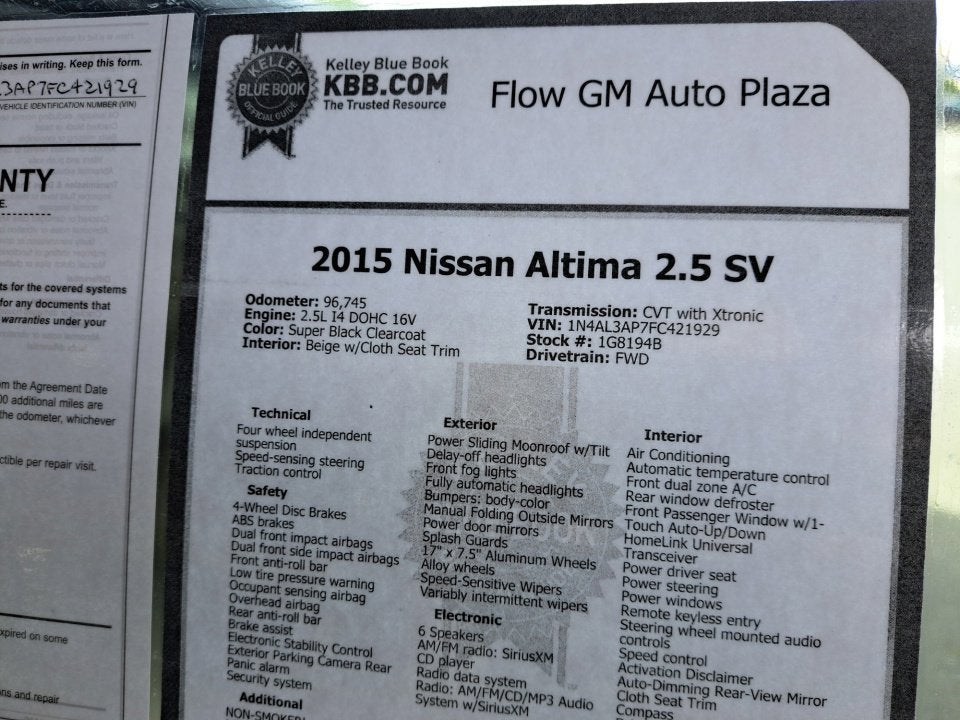 2015 Nissan Altima 2.5 SV