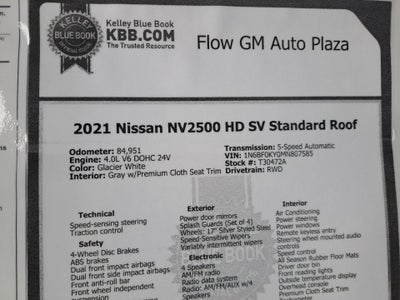 2021 Nissan NV Cargo NV2500 HD SV Standard Roof V6