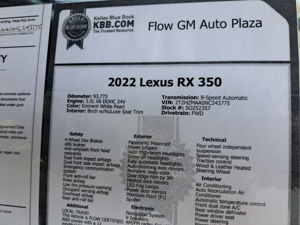 2022 Lexus RX RX 350