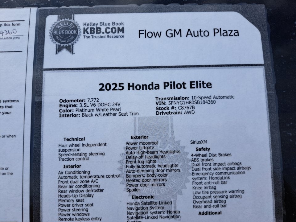 2025 Honda Pilot Elite