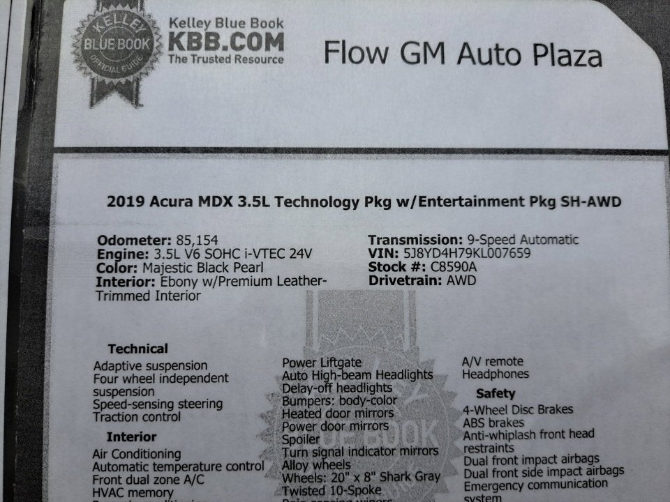 2019 Acura MDX w/Technology/Entertainment Pkg