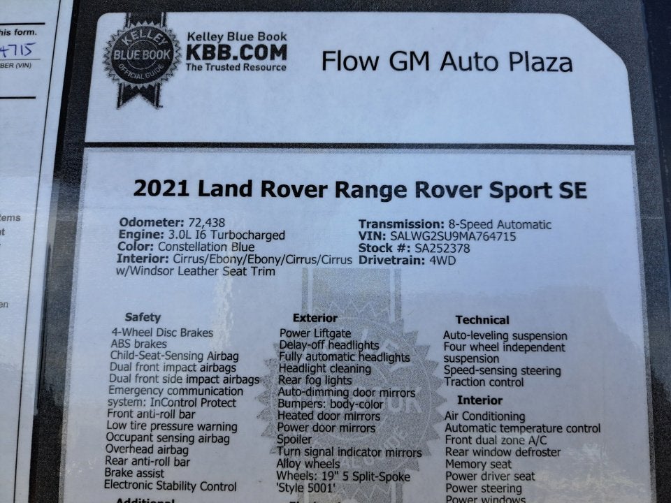 2021 Land Rover Range Rover Sport SE